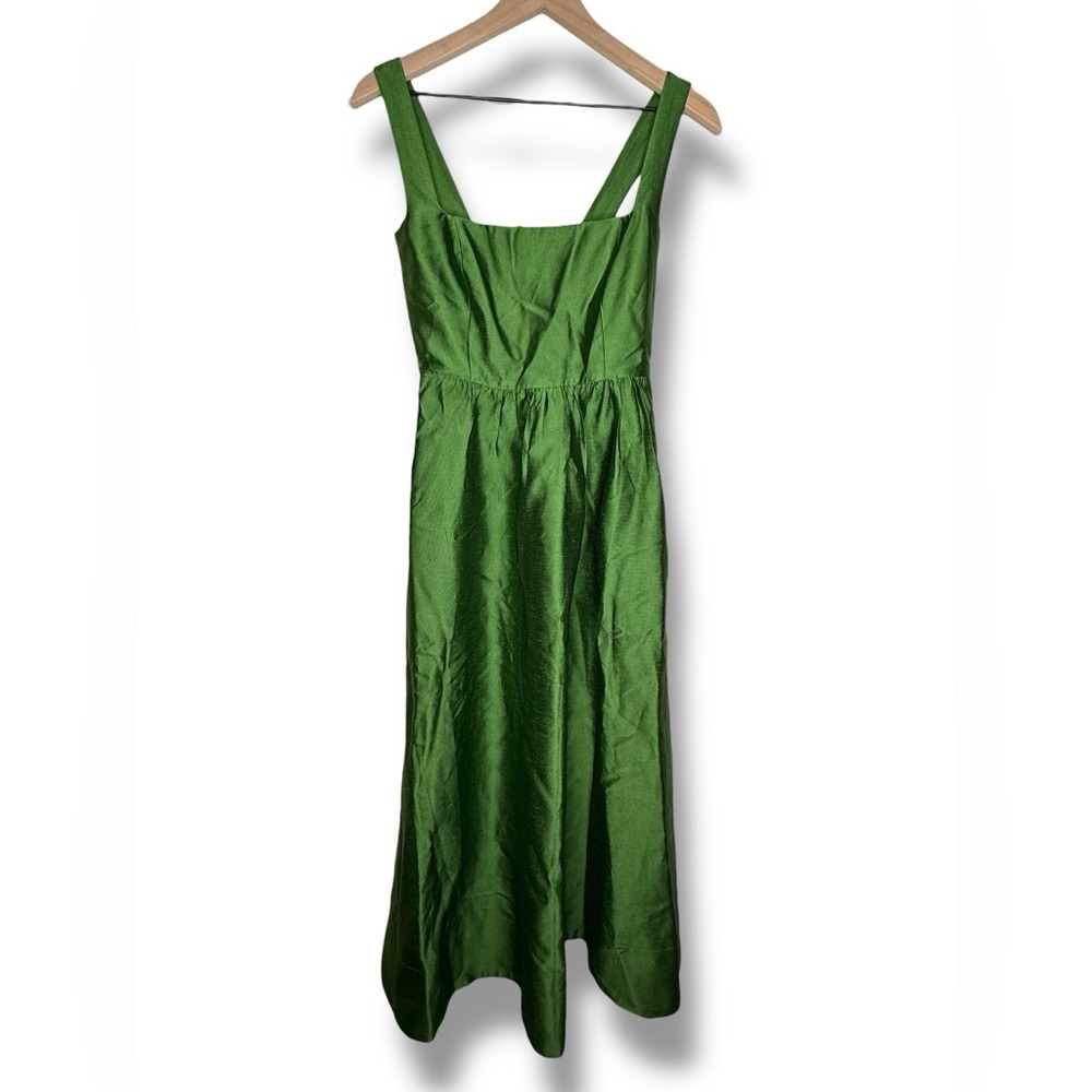 Tuckernuck Green Dupioni Esme Dress Midi Sleeveless NWT Xs - Picture 7 of 10